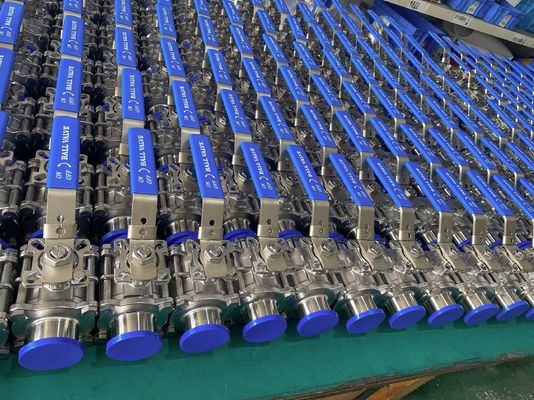 Harga bagus Two Way 3 PC HYGIENIC BALL VALVE Tri Clamp, 304 , FULLY ENCAPSULATED PTFE FILLER High MOUNT on line